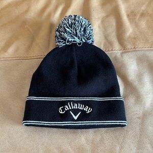 Callaway Black and White Knit Beanie with Pom